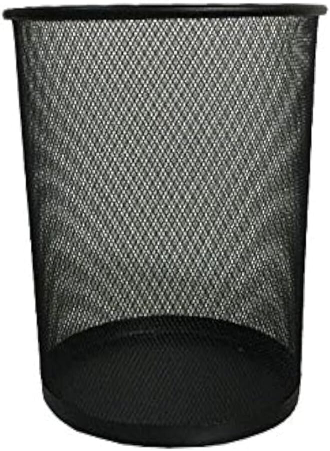 Partner Metal Mesh Waste Bin Round Medium Black(one year gurantee) (one year warranty)